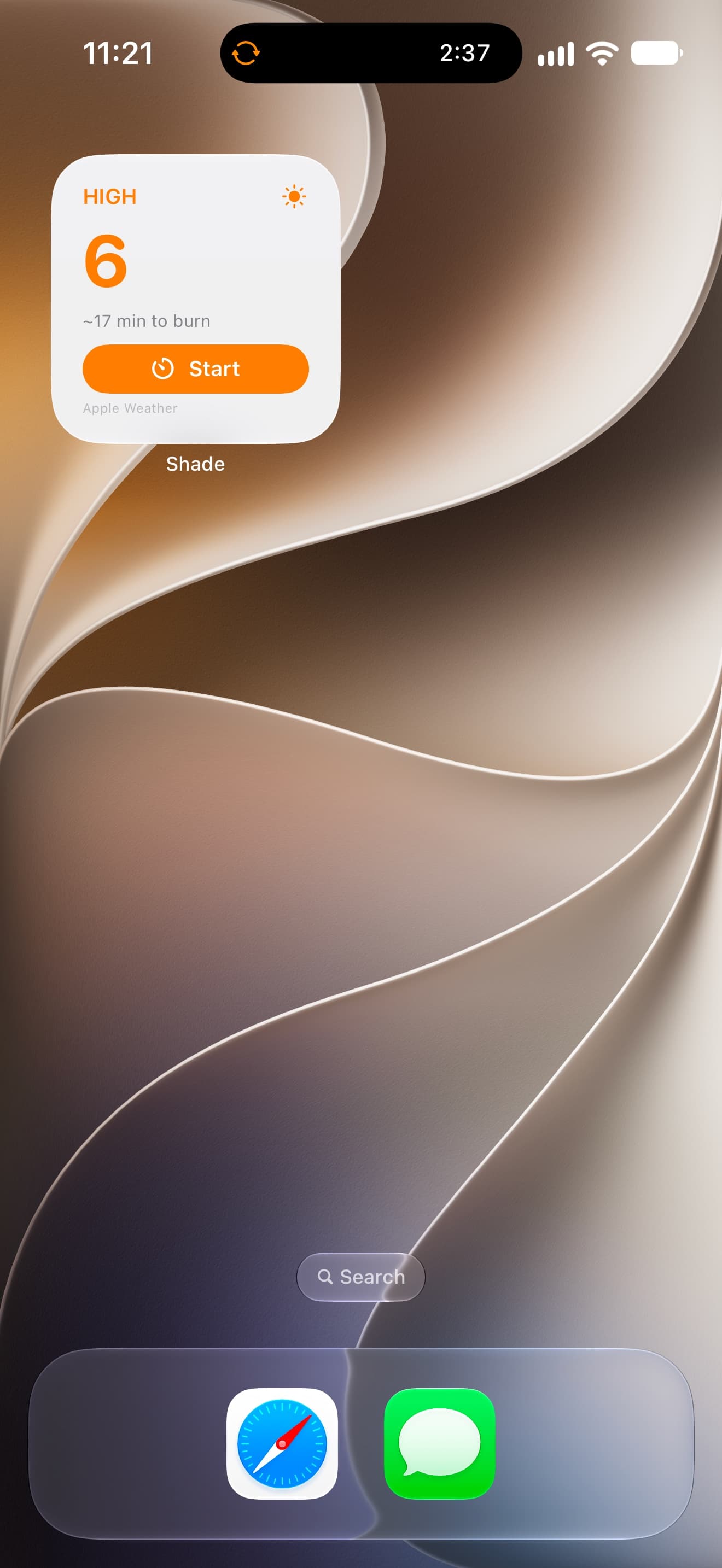 Shade screen: In the Dynamic Island